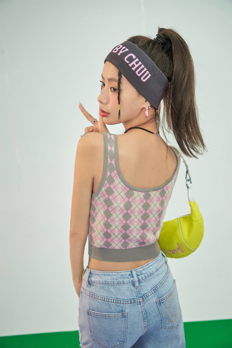 CHUU Argyle Knitwear Bra Top