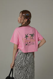 Side String Chuu Printed Design Cropped T-Shirt