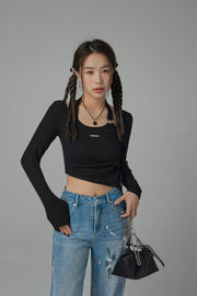 Unbalanced String Cropped T-Shirt