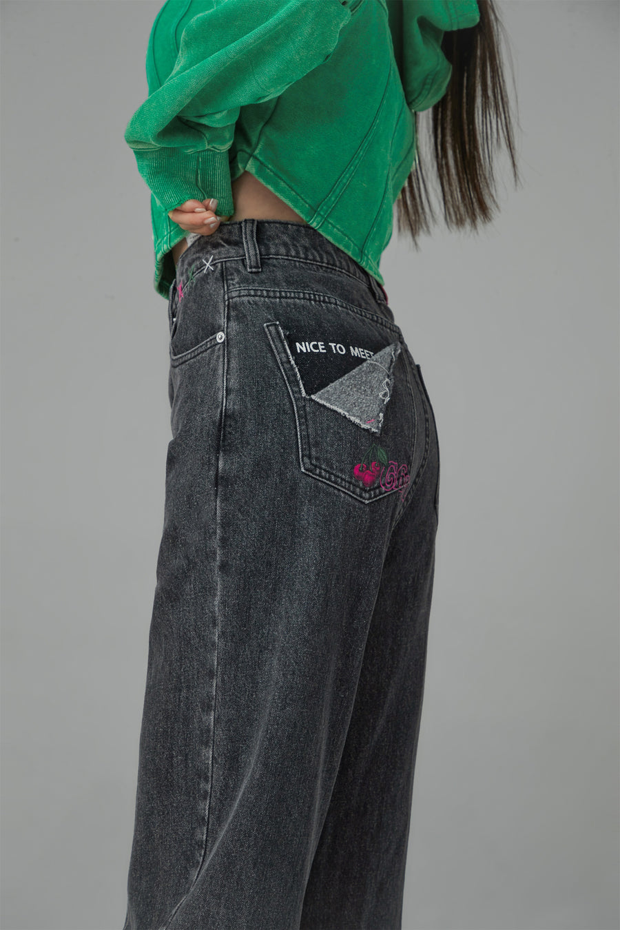 CHUU Fortune And Fame Straight Brushed Denim Pants