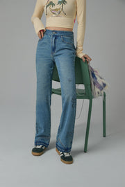 Written Notes Slim Bootcut Denim Jeans