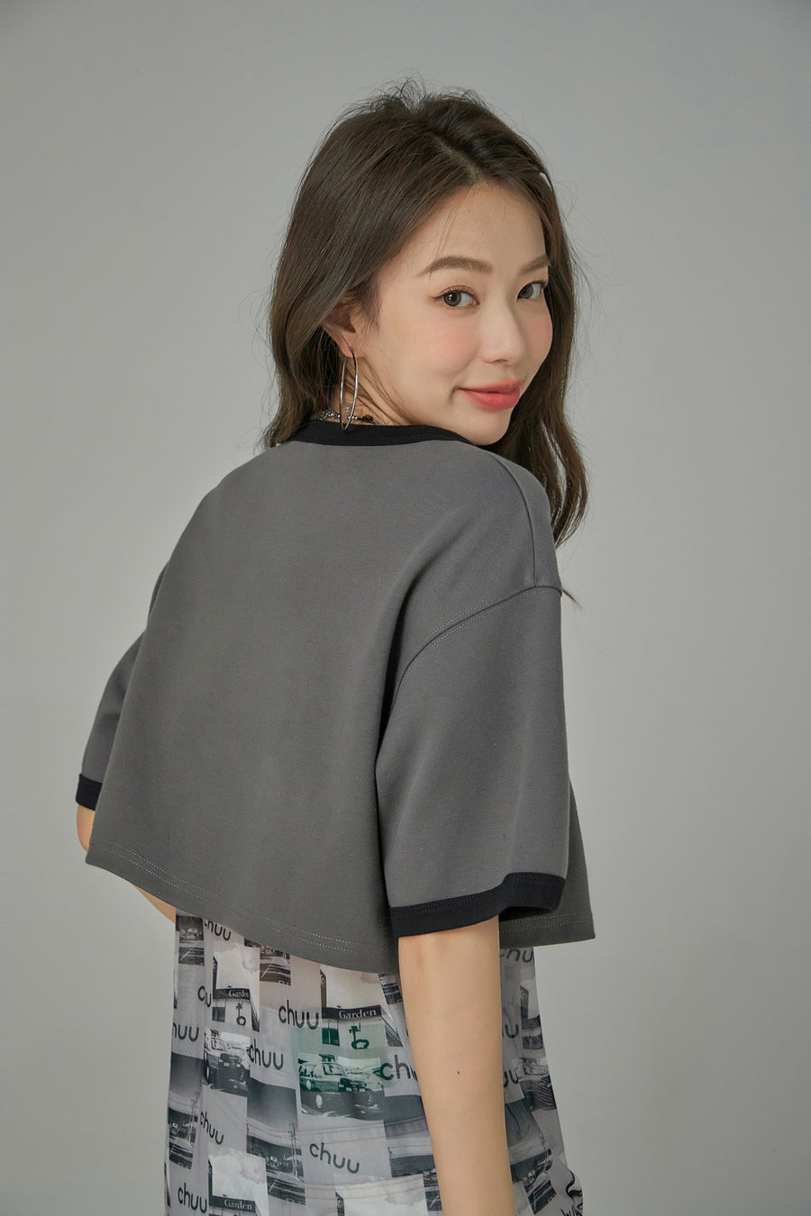 CHUU Boat-Neck Loosefit Crop Top