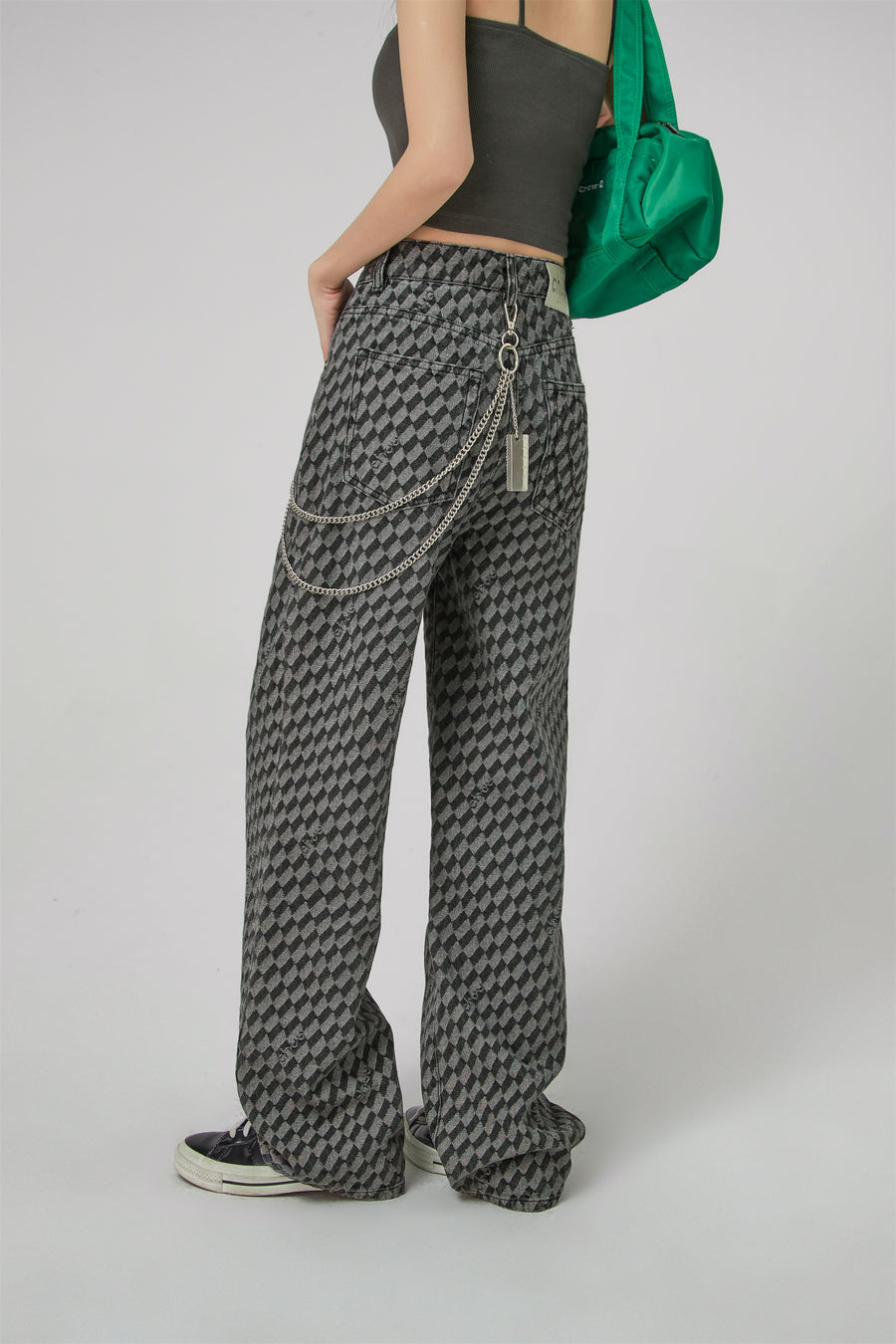 CHUU Checkerboard Wide Jeans