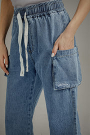 Cotton Pocket String Denim Jeans