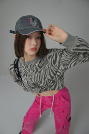 Zebra Crop Sweatshirt