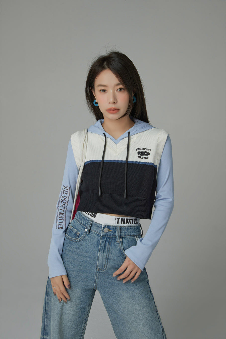 CHUU V-Neck Color Matching Knit Vest