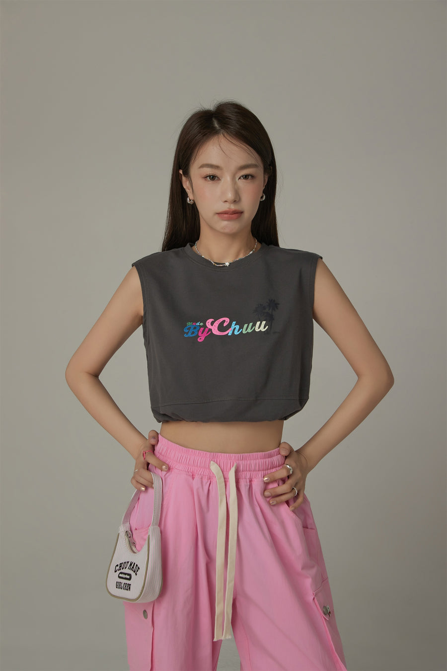 CHUU By Chuu Color String Back Cutout Sleeveless Crop Top