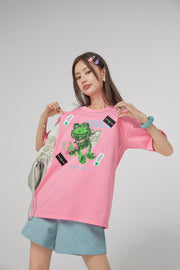 Happy Frog Is An Angel Print T-Shirt