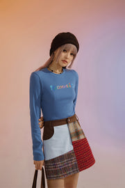 Color Embroidered Cropped T-Shirt