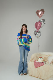 Loving You Two-Ways Stripe Knit Sweater