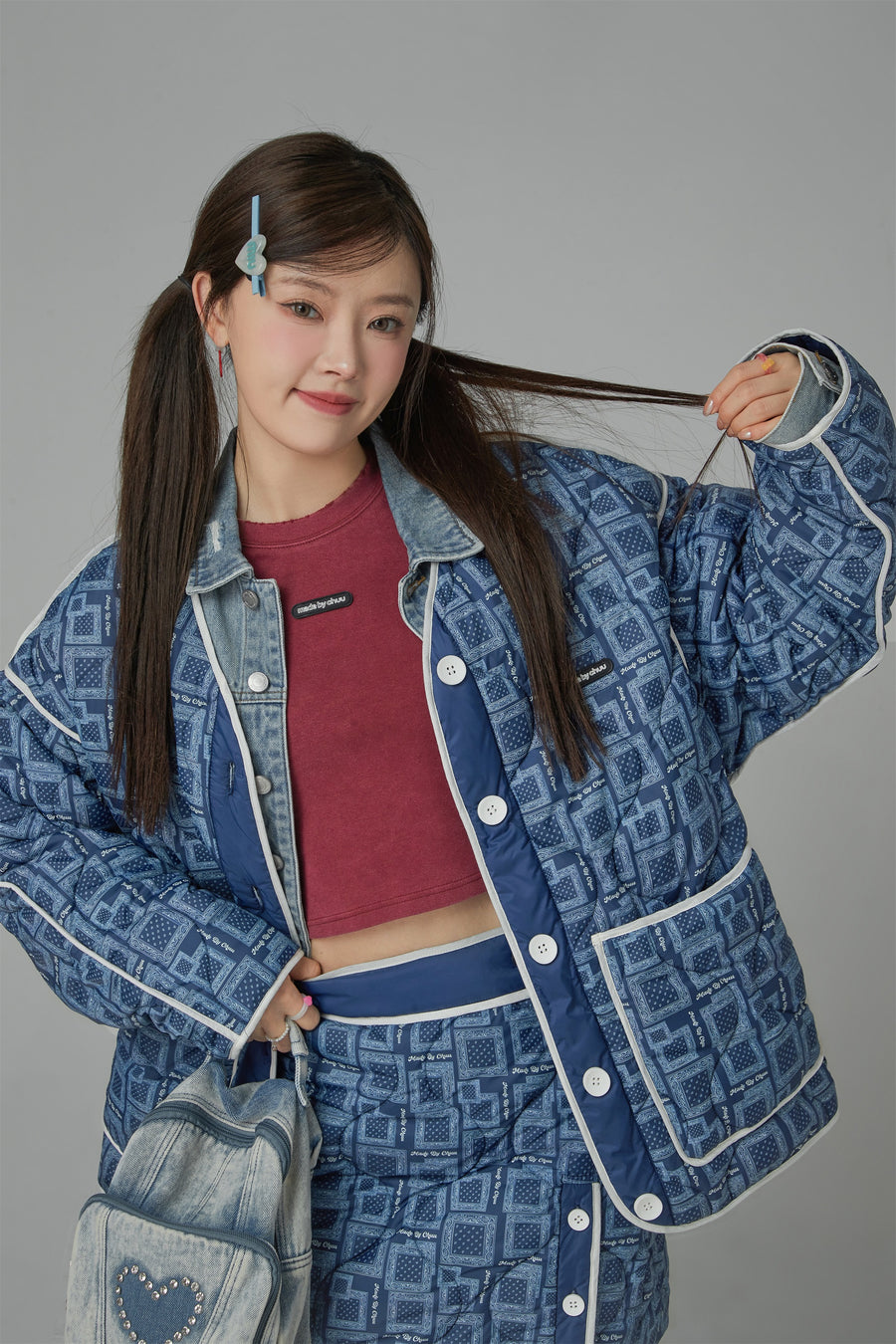 CHUU Over The Drama Pocket Wave Quilted Jacket