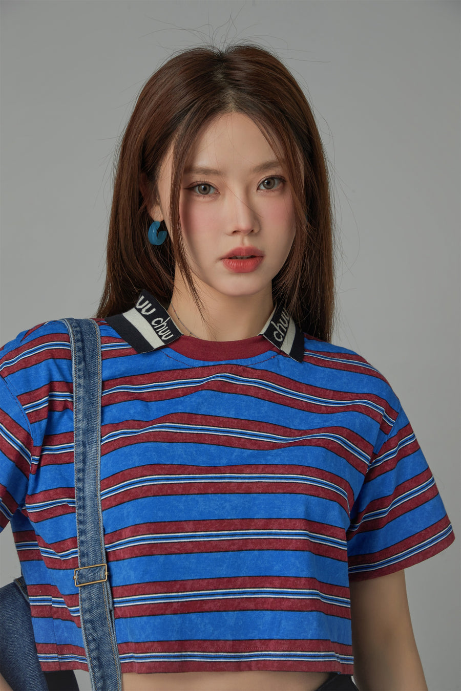 CHUU Striped Cropped T-Shirt