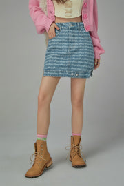 Upside Down Denim A-Line Mini Skirt