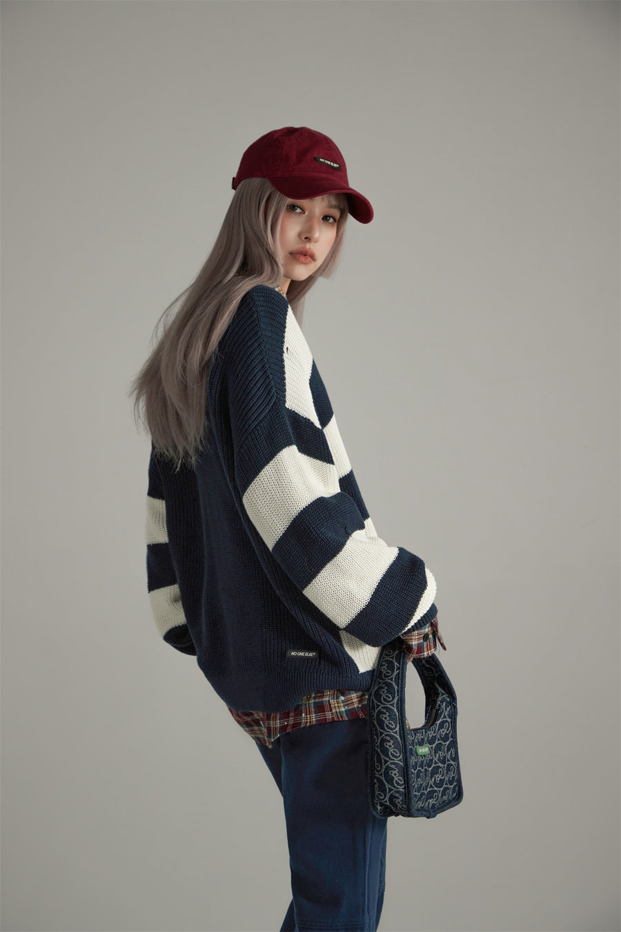 CHUU Stripe Loose Fit Knit Sweater