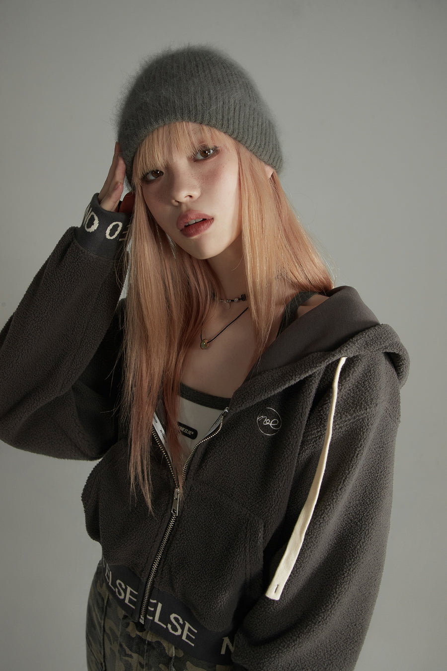 CHUU Fleece Loose Zip-Up Hoodie