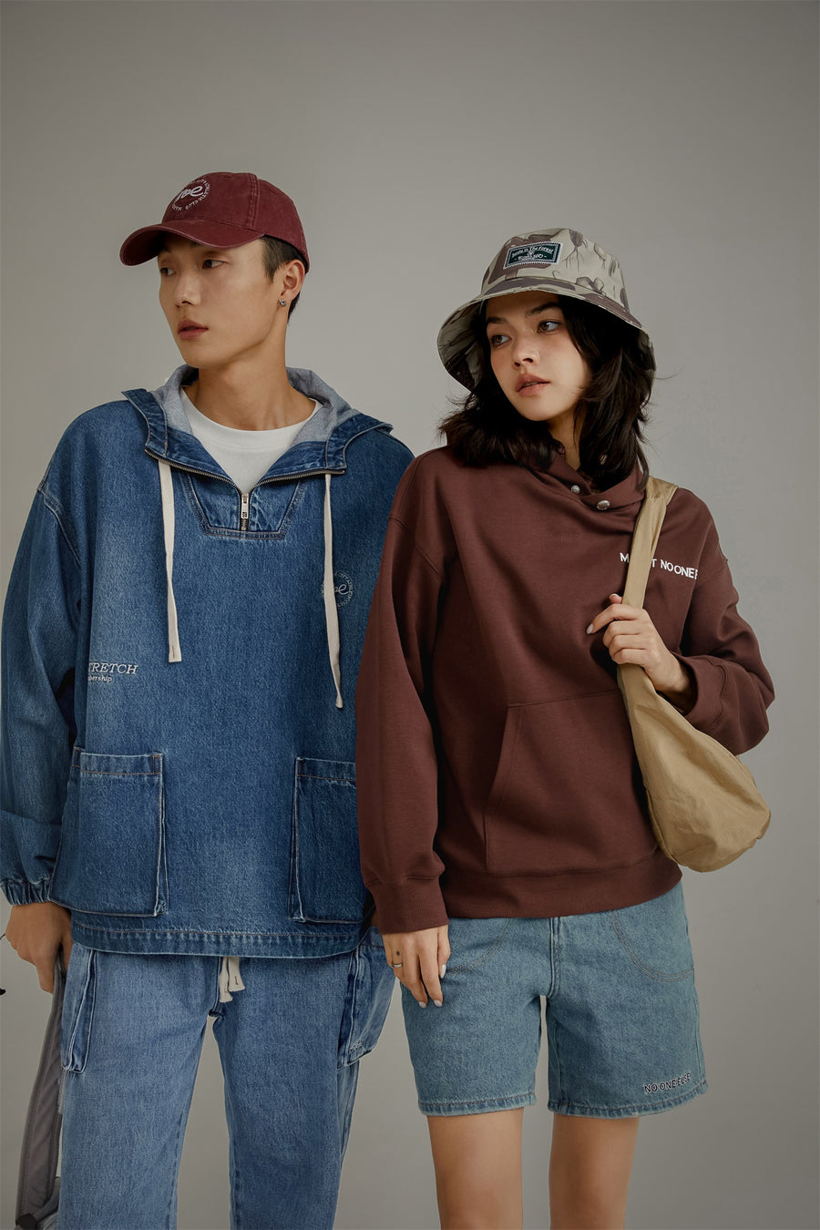 CHUU Club Stretch Denim Pocket Anorak Jacket