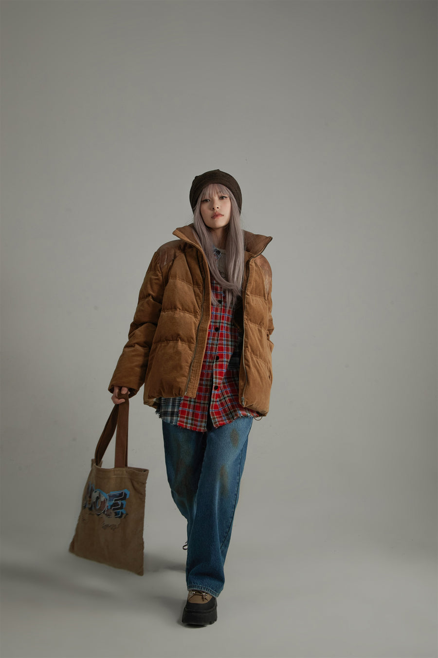 CHUU Color Matching Check Loose Fit Shirt