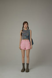 Circus Printed Sleeveless Crop Top