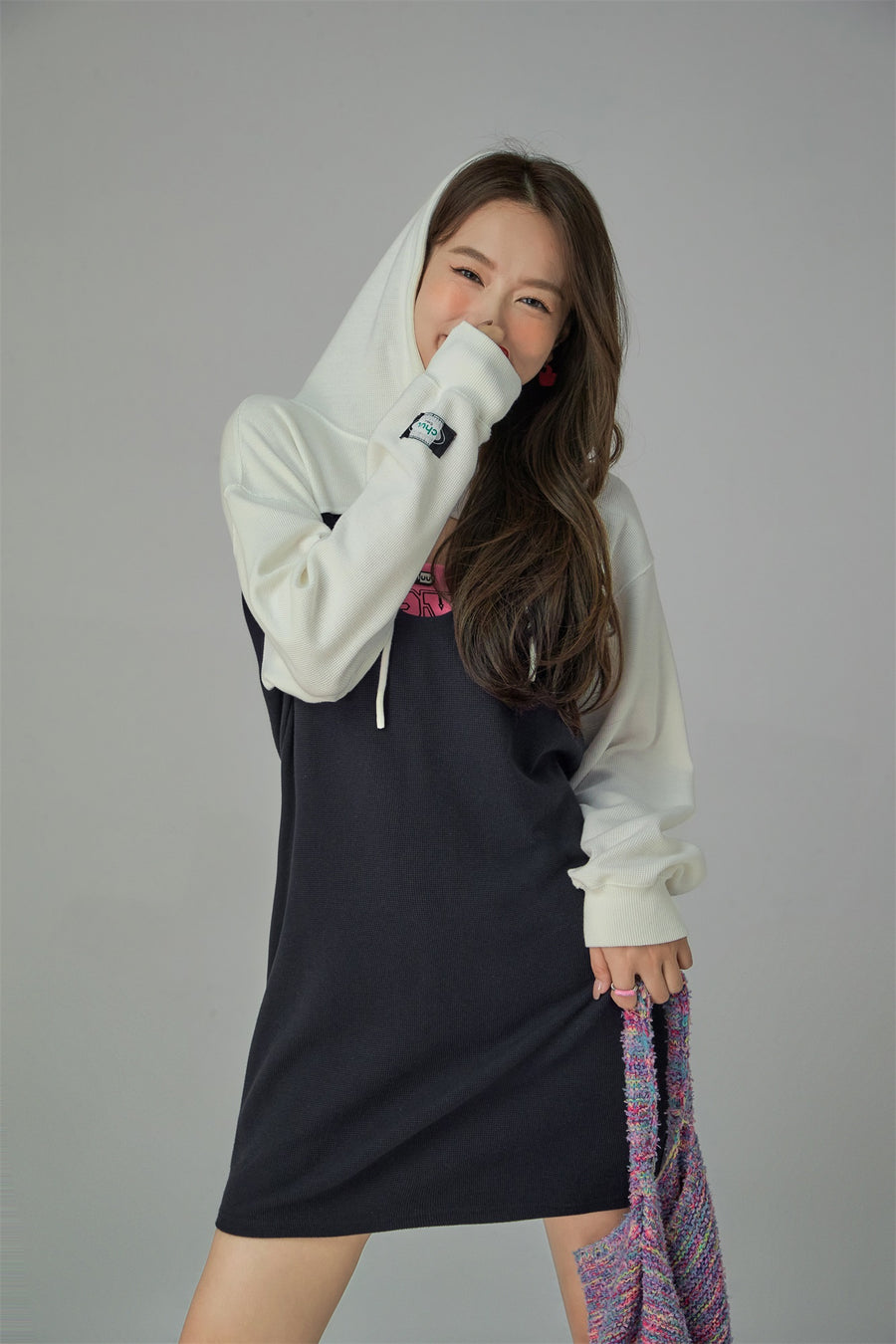 CHUU Front Keyhole Hooded Dress