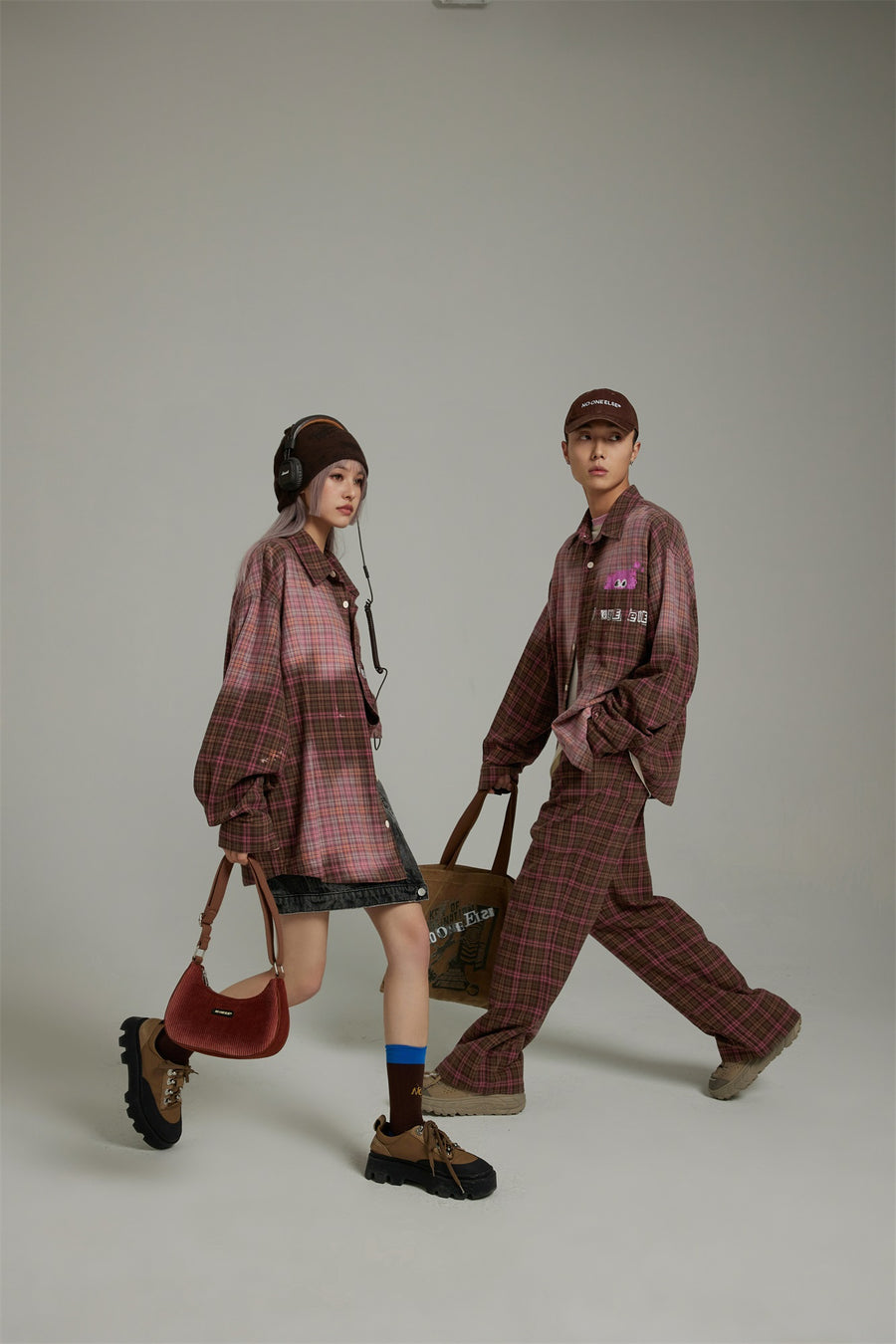 CHUU Check Wide Casual Stright Pants