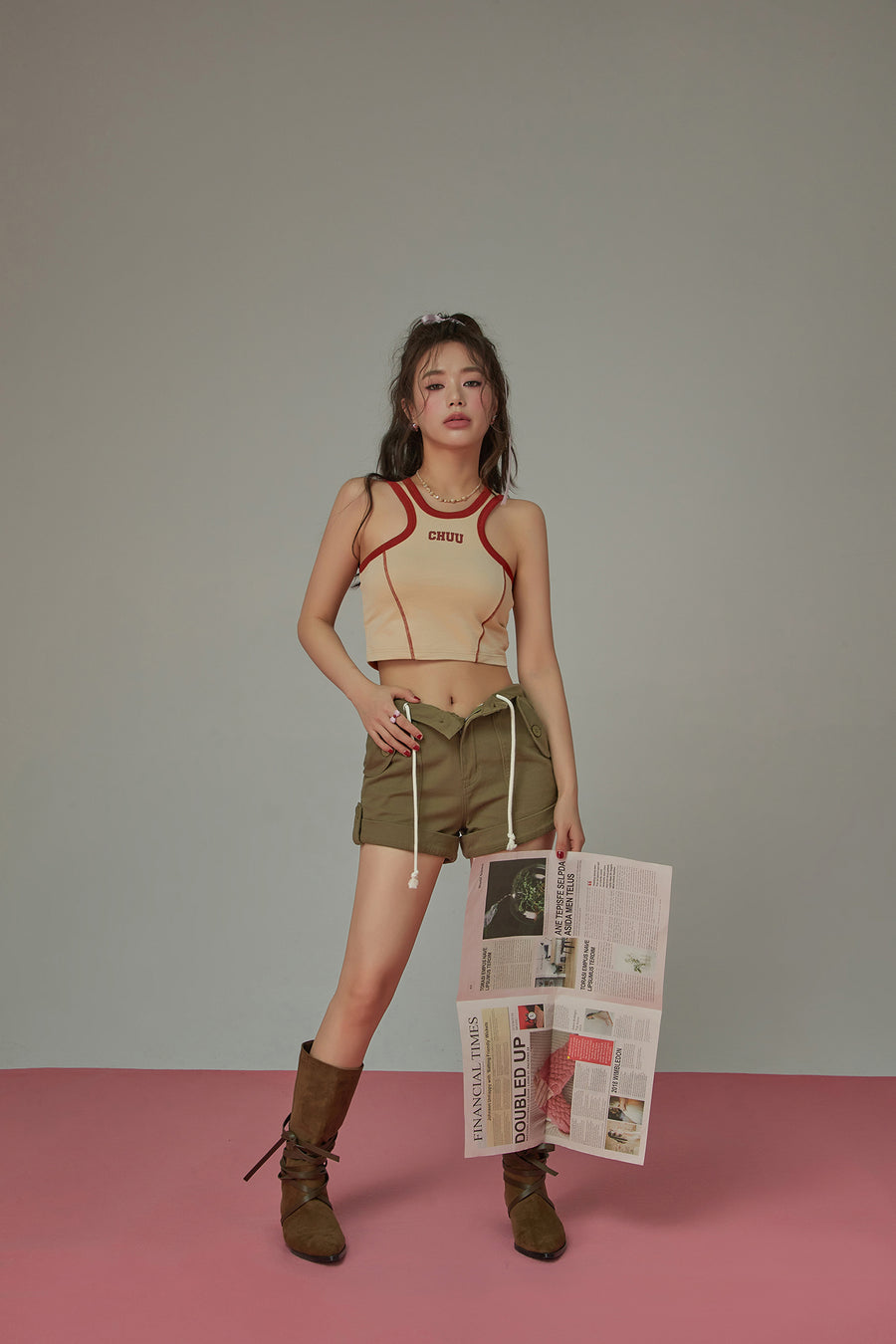 CHUU String Roll-Up Shorts