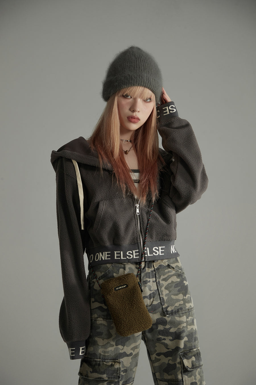 CHUU Fleece Loose Zip-Up Hoodie