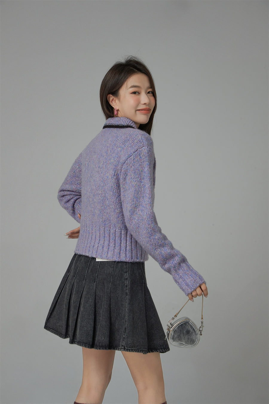 CHUU All The Lights Collar Zip Knit Sweater