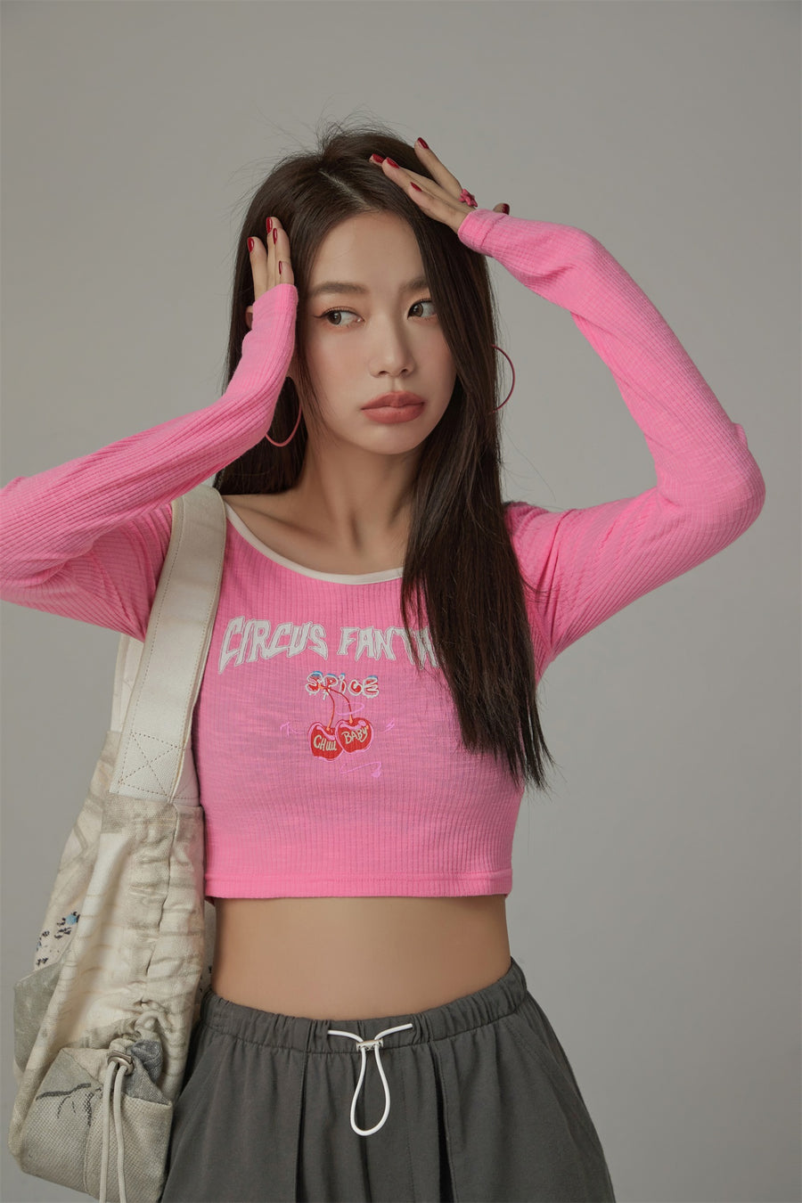 CHUU Circus Line Color Cropped T-Shirt