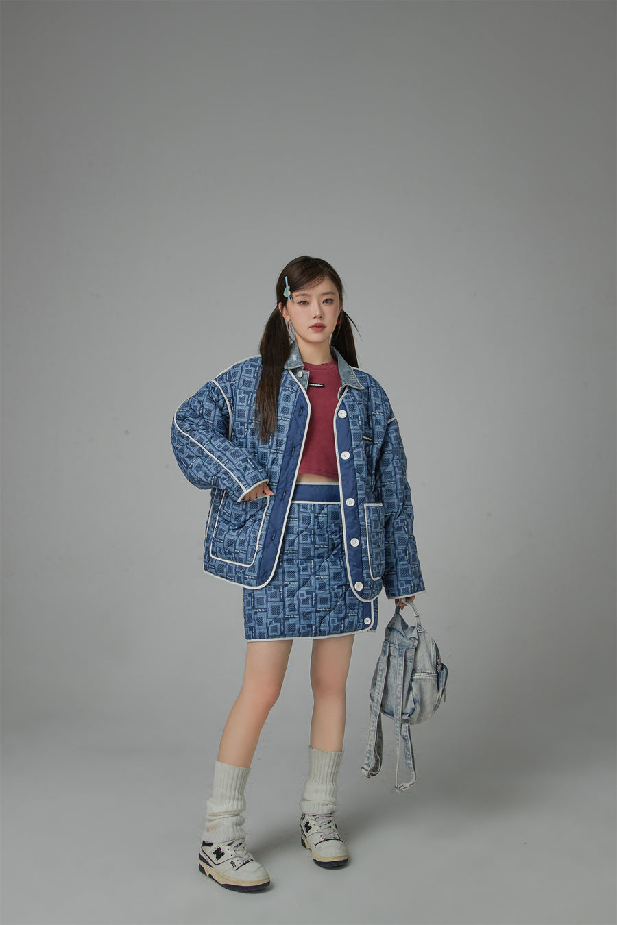 CHUU Over The Drama Pocket Wave Quilted Jacket