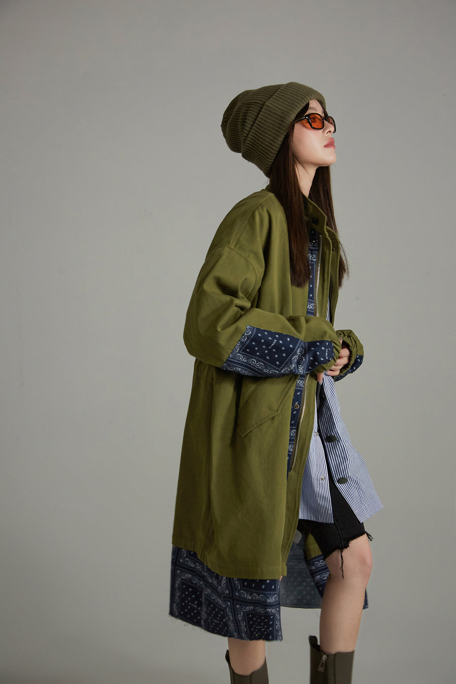 CHUU High Neck Loose Fit Trench Coat