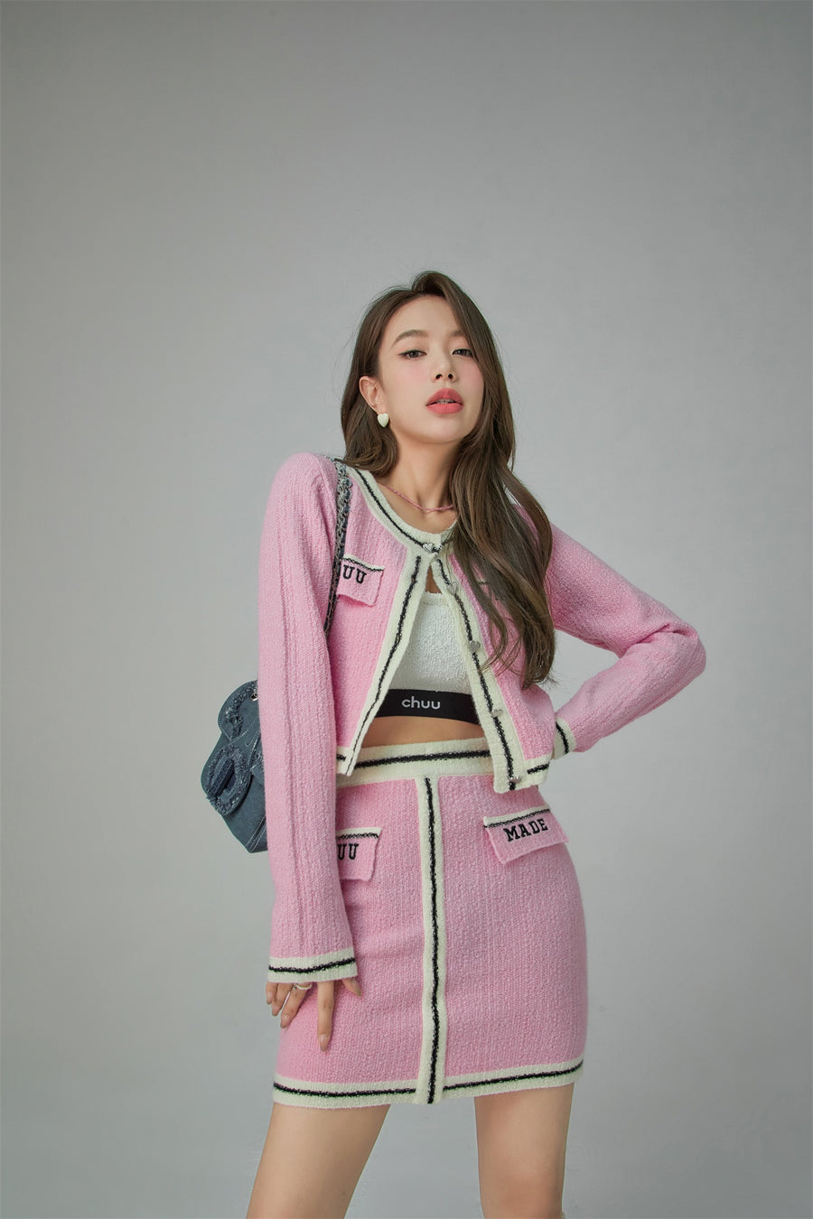 CHUU Rich Vibes Knit A-Line Skirt