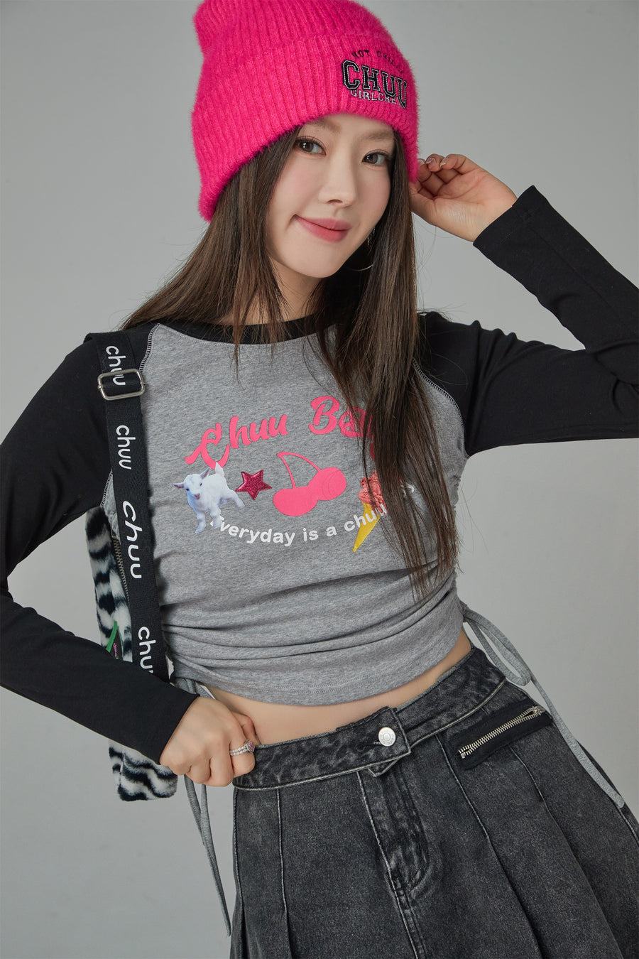 CHUU Dessert Colored Raglan String T-Shirt