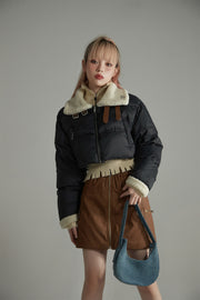 Fleece Collar Crop Padded Jacket