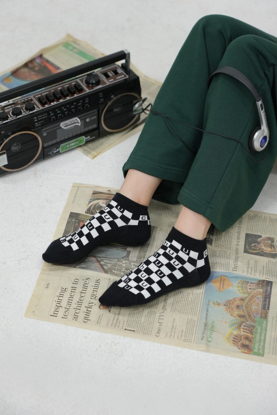 CHUU Checkerboard Fake Socks