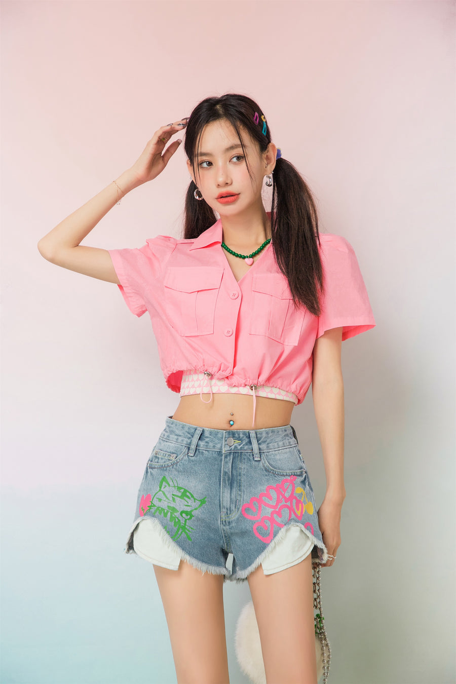 CHUU Time To Face Reality Denim Shorts