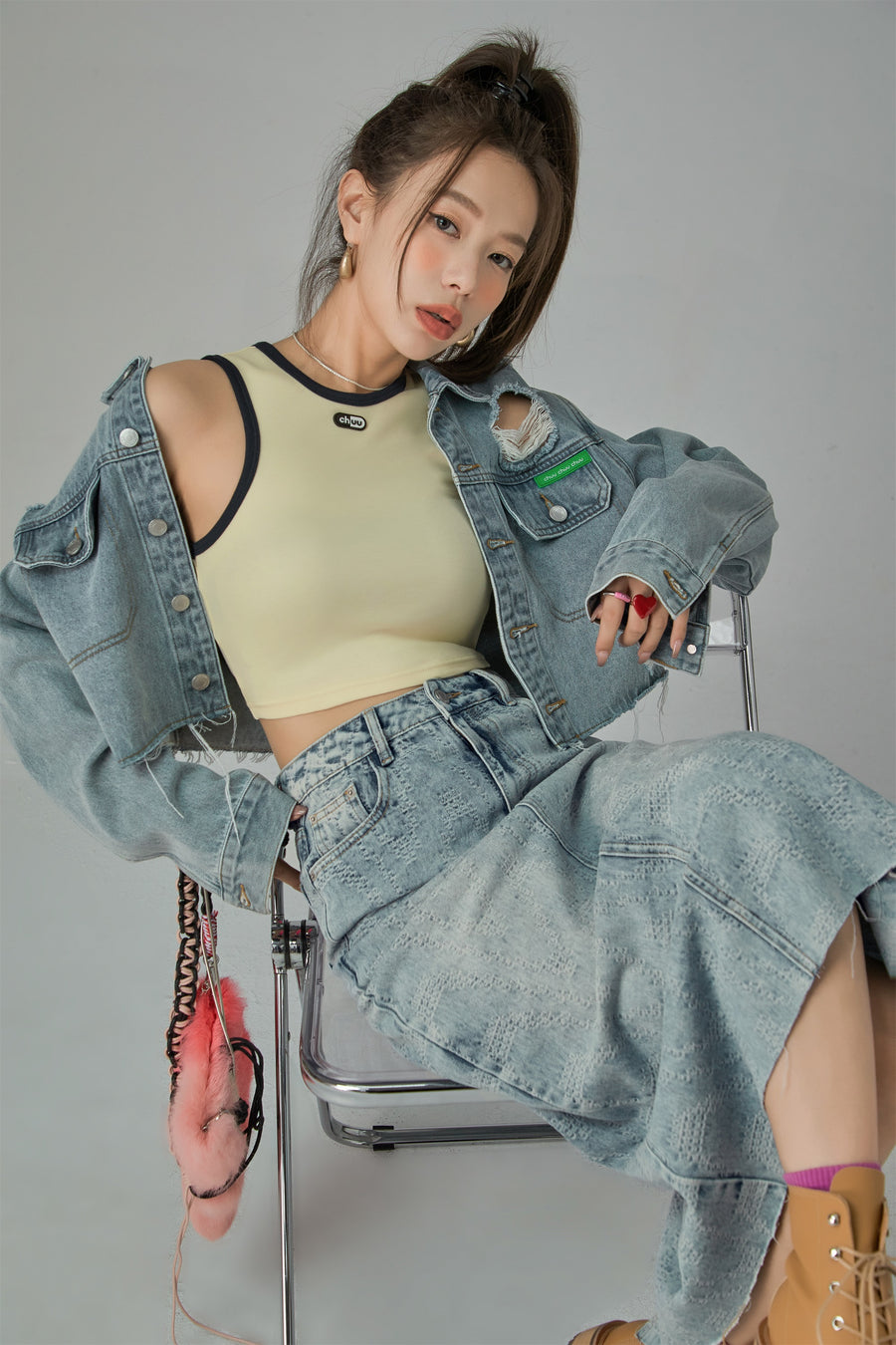 CHUU Sporty Princess Slim Crop Top