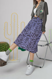 Tiger Colored Print Midi Skirt