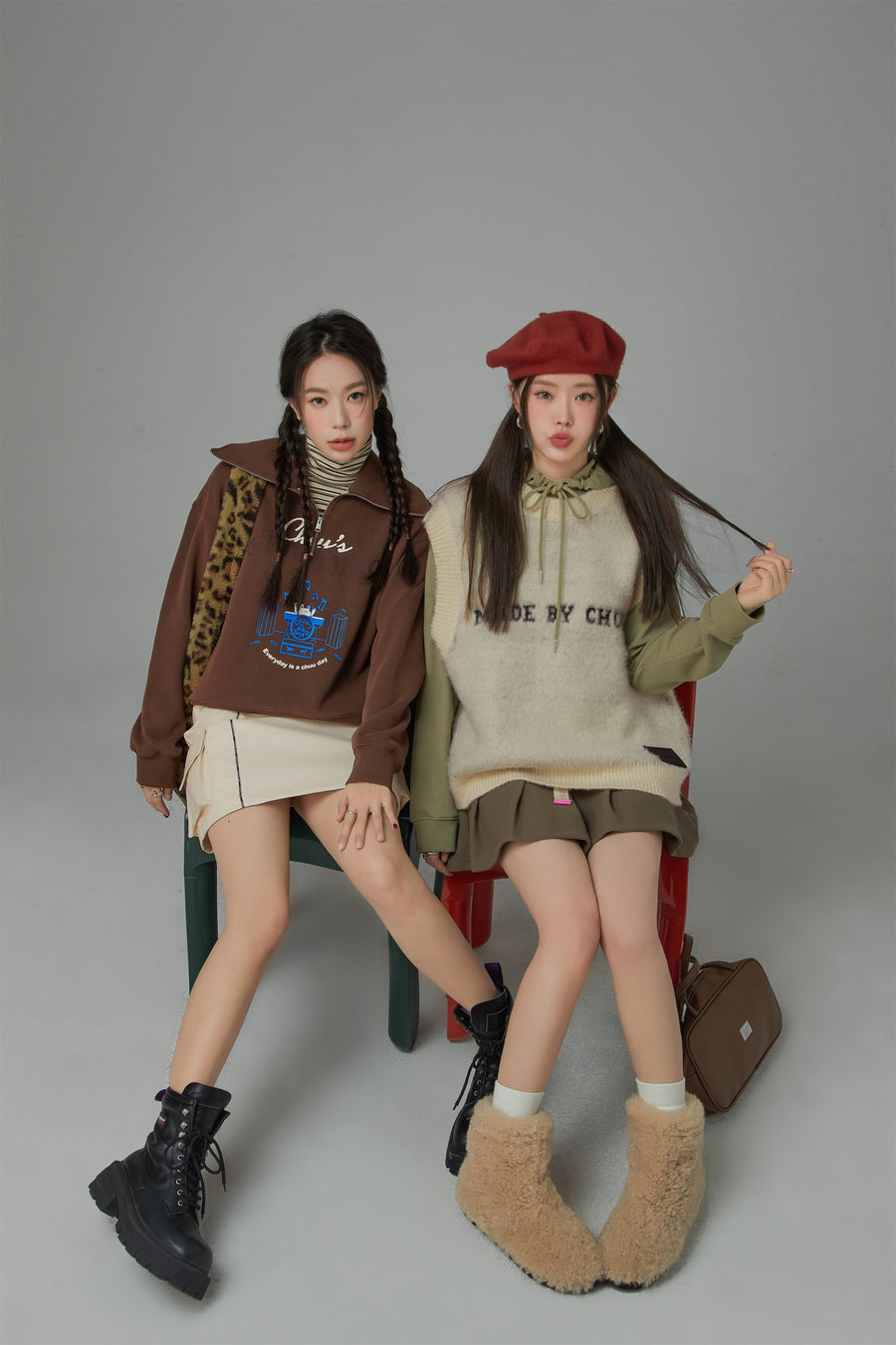 CHUU Name Every Star A-Line Leather Skirt