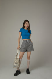 Chuu Cherry Lettuce Hem Cropped Top