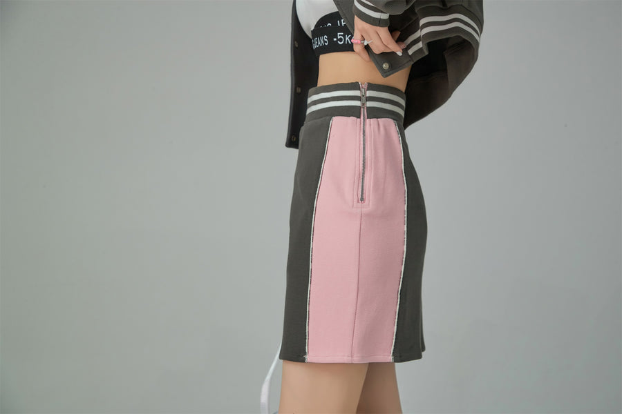 CHUU Chuu Fashion Two-Toned High Waist Skirt