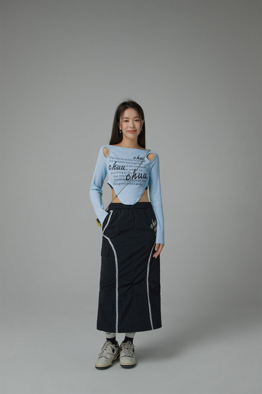 CHUU Shoulder Cut Outs Cropped T-Shirt