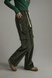 Corduroy Straight Cargo Pants