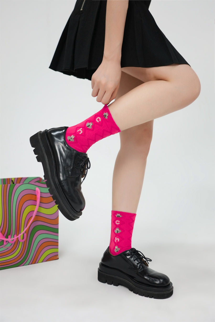 CHUU Lovely Fruit And Frog Ankle Socks