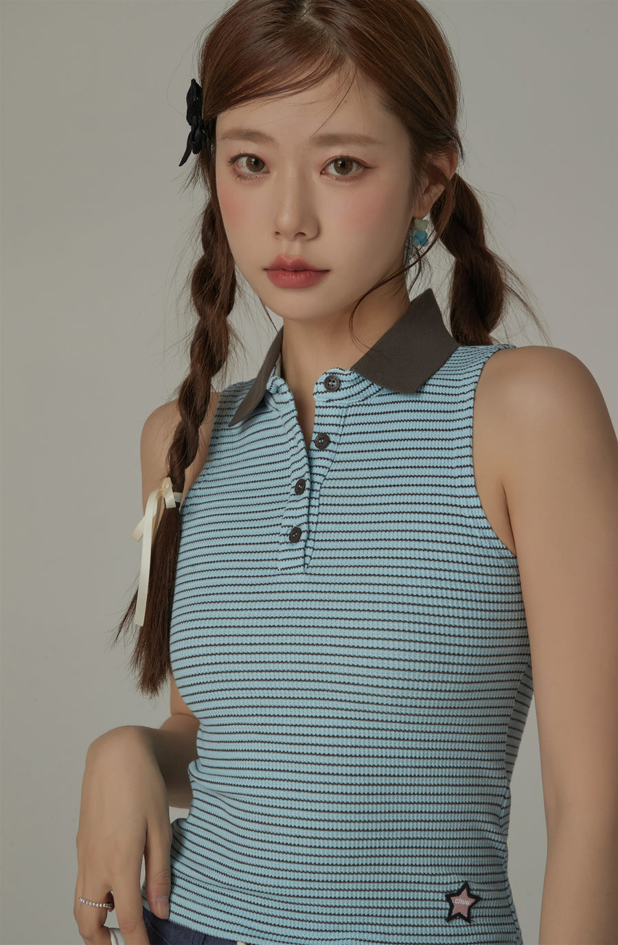 CHUU Collar Stripe Sleeveless Top