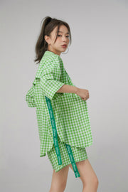 Gingham Check Maxi Collar Shirt