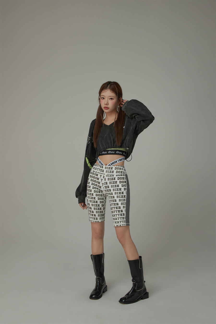 CHUU Size Doesnt Matter Side Bands Colored Biker Shorts