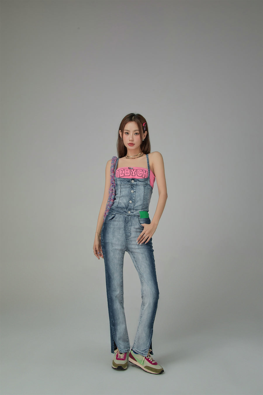 CHUU Shading Denim Jumpsuit