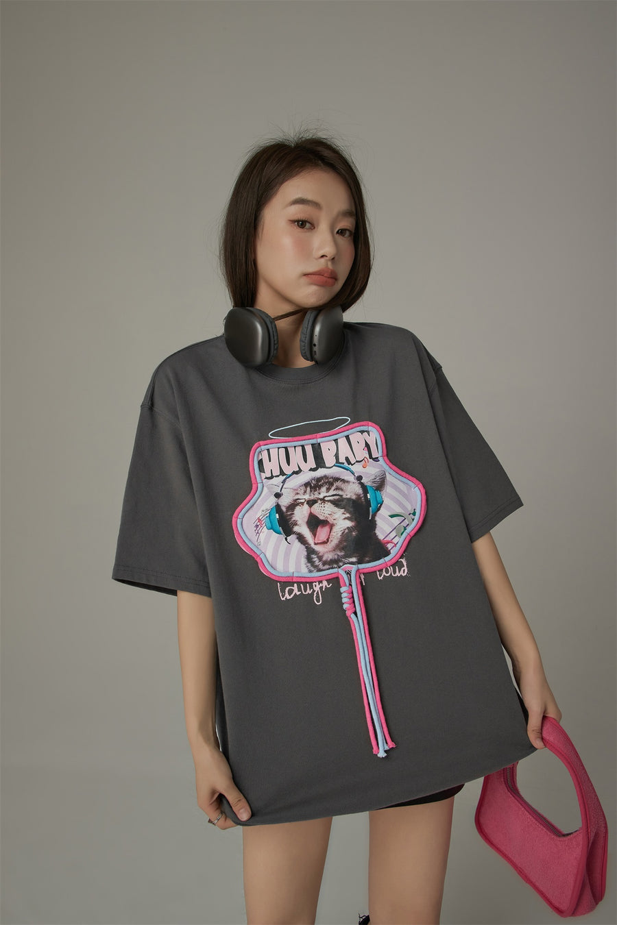 CHUU Music Cat Loose Fit T-Shirt