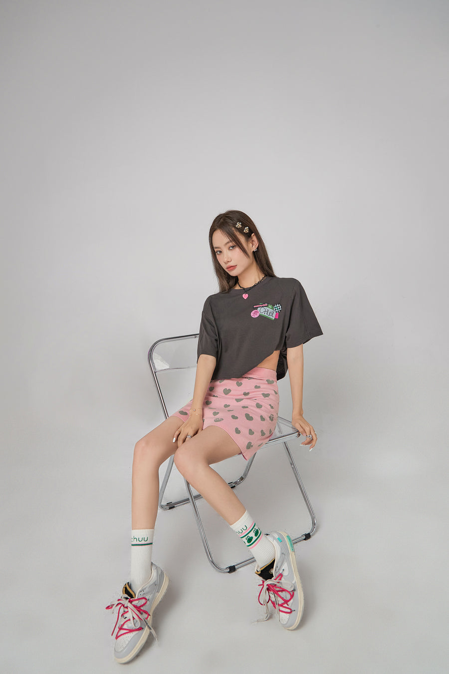 CHUU Heart Knit Mini Skirt