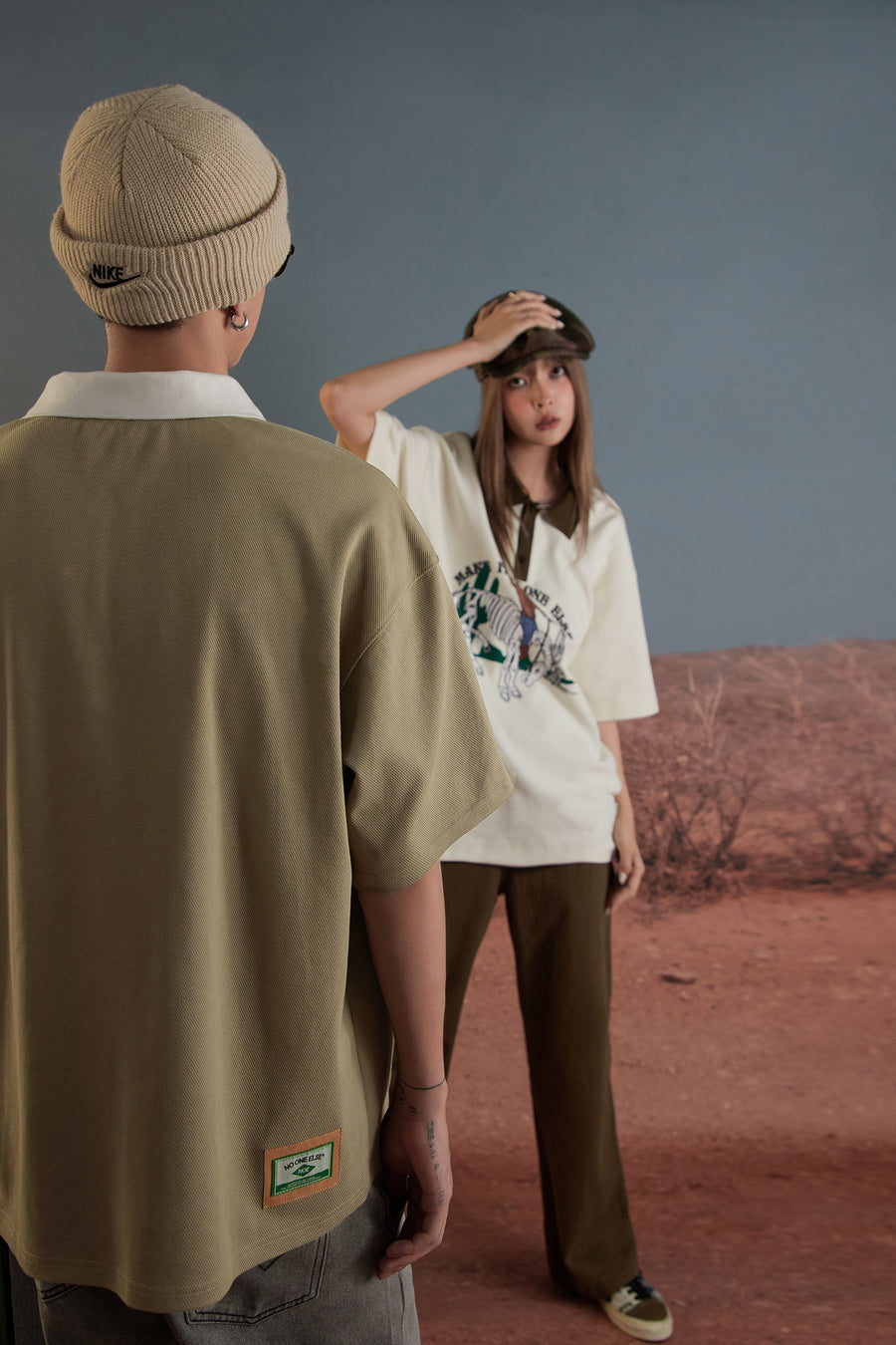 CHUU Skeleton Cowboy Polo T-Shirt